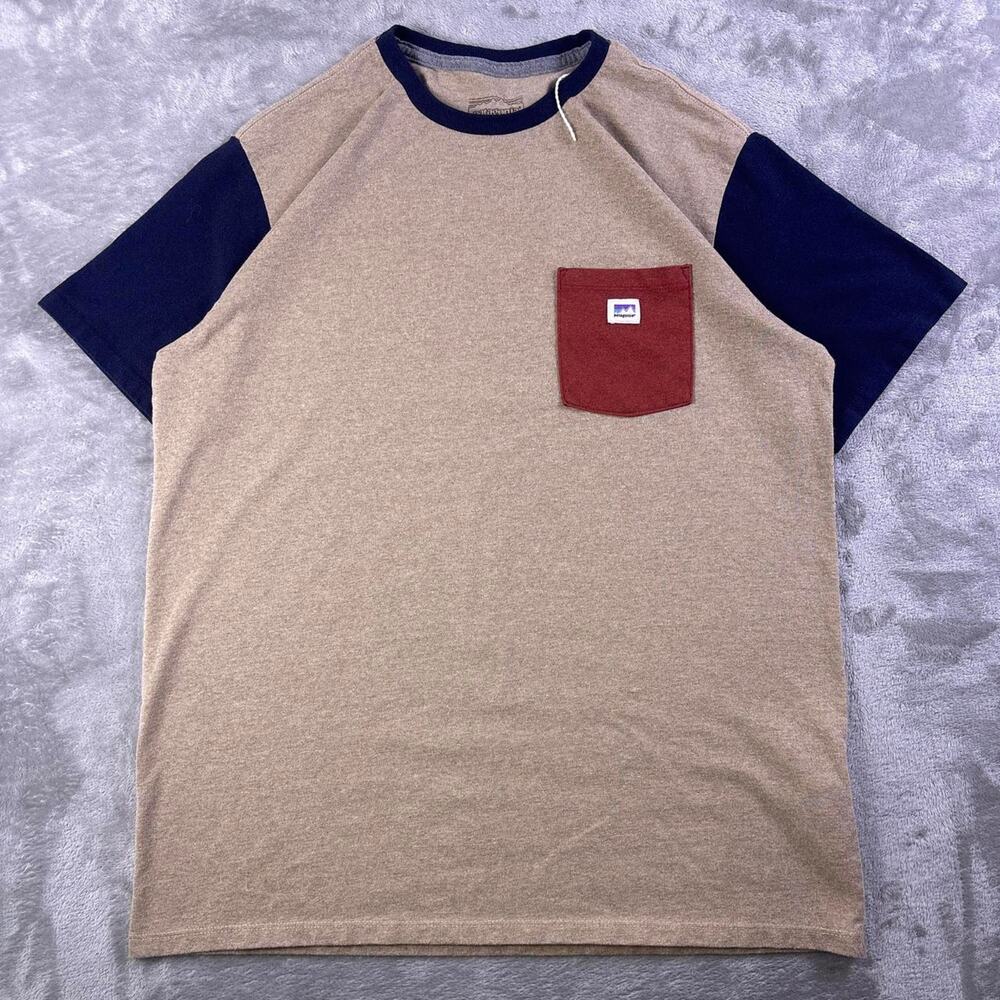 Patagonia Responsibili-Tee Shirt Men’s Medium Brown Colorblock Pocket T-Shirt